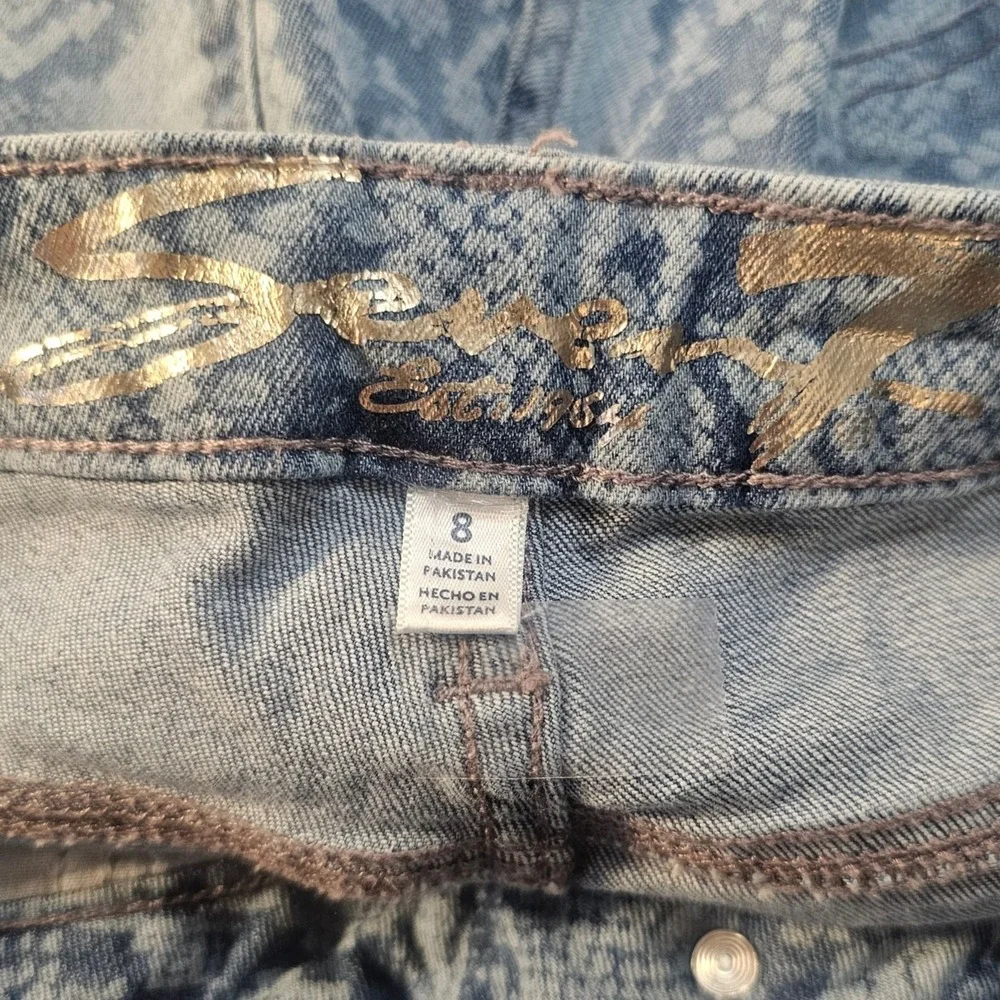 Seven7 Snakeprint Cut-Off Denim‎ Shorts Fray Raw Hem Stretch Casual Blue Size 8